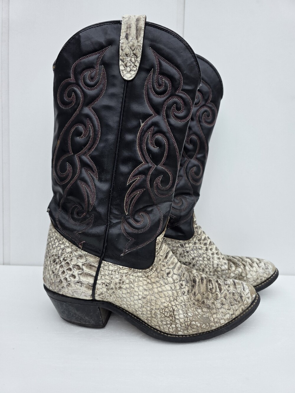 Texas All American Made USA Black Western Cowboy Boots Womens Size 8